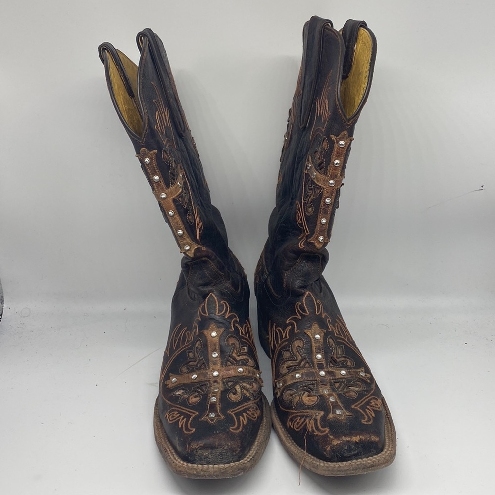 Cavendars Bling Cross Western Cowboy Boots Size 10B - Picture 2 of 10